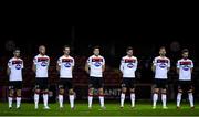 20 November 2020; Dundalk players stand for a minutes silence ahead of the Extra.ie FAI Cup Quarter-Final match between Bohemians and Dundalk at Dalymount Park in Dublin. Photo by Ben McShane/Sportsfile