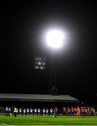 20 November 2020; Match officials and players of both side's stand for a minutes silence ahead of the Extra.ie FAI Cup Quarter-Final match between Bohemians and Dundalk at Dalymount Park in Dublin. Photo by Ben McShane/Sportsfile