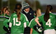 22 November 2020; Limerick manager Donal Ryan speaks to his players prior to the TG4 All-Ireland Junior Ladies Football Championship Semi-Final match between Fermanagh and Limerick at Coralstown-Kinnegad GAA in Kinnegad, Westmeath. Photo by Harry Murphy/Sportsfile