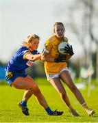22 November 2020; Ciara Brown of Antrim in action against Sarah Miley of Wicklow during the TG4 All-Ireland Junior Ladies Football Championship Semi-Final match between Antrim and Wicklow at Donaghmore/Ashbourne GAA in Ashbourne, Meath. Photo by Sam Barnes/Sportsfile