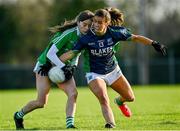 22 November 2020; Leah Coughlan of Limerick in action against Joanne Doonan of Fermanagh during the TG4 All-Ireland Junior Ladies Football Championship Semi-Final match between Fermanagh and Limerick at Coralstown-Kinnegad GAA in Kinnegad, Westmeath. Photo by Harry Murphy/Sportsfile