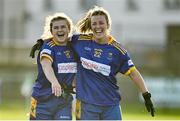 22 November 2020;  Wicklow players Marie Kealy, left, and Jackie Byrne celebrate following the TG4 All-Ireland Junior Ladies Football Championship Semi-Final match between Antrim and Wicklow at Donaghmore/Ashbourne GAA in Ashbourne, Meath. Photo by Sam Barnes/Sportsfile