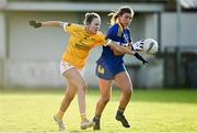 22 November 2020; Niamh McGettigan of Wicklow in action against Ciara Brown of Antrim during the TG4 All-Ireland Junior Ladies Football Championship Semi-Final match between Antrim and Wicklow at Donaghmore/Ashbourne GAA in Ashbourne, Meath. Photo by Sam Barnes/Sportsfile