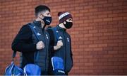 22 November 2020; James Smith, left, and Liam Buchanan of Cavan arrive prior to the Ulster GAA Football Senior Championship Final match between Cavan and Donegal at Athletic Grounds in Armagh. Photo by David Fitzgerald/Sportsfile