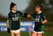 22 November 2020; Eimear Smyth, left, and Brenda Bannon of Fermanagh embrace following the TG4 All-Ireland Junior Ladies Football Championship Semi-Final match between Fermanagh and Limerick at Coralstown-Kinnegad GAA in Kinnegad, Westmeath. Photo by Harry Murphy/Sportsfile