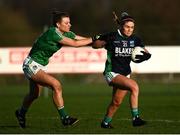 22 November 2020; Brenda Bannon of Fermanagh in action against Caroline Hickey of Limerick during the TG4 All-Ireland Junior Ladies Football Championship Semi-Final match between Fermanagh and Limerick at Coralstown-Kinnegad GAA in Kinnegad, Westmeath. Photo by Harry Murphy/Sportsfile