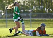 22 November 2020; Katie Heelan of Limerick reacts after hitting the crossbar during the TG4 All-Ireland Junior Ladies Football Championship Semi-Final match between Fermanagh and Limerick at Coralstown-Kinnegad GAA in Kinnegad, Westmeath. Photo by Harry Murphy/Sportsfile