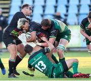 22 November 2020; Gavin Thornbury and Tom Farrell of Connacht tackle Junior Laloifi of Zebre during the Guinness PRO14 match between Zebre and Connacht at Stadio Lanfranchi in Parma, Italy. Photo by Roberto Bregani/Sportsfile