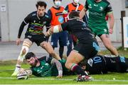 22 November 2020; Sammy Arnold of Connacht goes over to score his side's fourth try during the Guinness PRO14 match between Zebre and Connacht at Stadio Lanfranchi in Parma, Italy. Photo by Roberto Bregani/Sportsfile