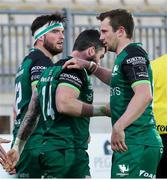 22 November 2020; Sammy Arnold, centre, of Connacht is congratulated by his team-mates after scoring his side's fourth try during the Guinness PRO14 match between Zebre and Connacht at Stadio Lanfranchi in Parma, Italy. Photo by Roberto Bregani/Sportsfile