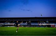 22 November 2020; Ciarán Frawley of Leinster warms up ahead of the Guinness PRO14 match between Leinster and Cardiff Blues at the RDS Arena in Dublin. Photo by Ramsey Cardy/Sportsfile