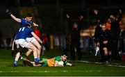 22 November 2020; Caolan McGonigle of Donegal in action against Gearoid McKiernan, left, and Ciaran Brady of Cavan during the Ulster GAA Football Senior Championship Final match between Cavan and Donegal at Athletic Grounds in Armagh. Photo by David Fitzgerald/Sportsfile
