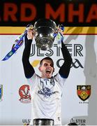 22 November 2020; Cavan captain Raymond Galligan lifts the Anglo Celt Cup following the Ulster GAA Football Senior Championship Final match between Cavan and Donegal at Athletic Grounds in Armagh. Photo by David Fitzgerald/Sportsfile