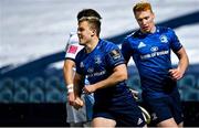 22 November 2020; Michael Silvester of Leinster celebrates after scoring a try during the Guinness PRO14 match between Leinster and Cardiff Blues at RDS Arena in Dublin. Photo by Brendan Moran/Sportsfile