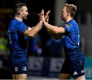 22 November 2020; Michael Silvester of Leinster celebrates with team-mate Dave Kearney, left, after scoring a try during the Guinness PRO14 match between Leinster and Cardiff Blues at RDS Arena in Dublin. Photo by Brendan Moran/Sportsfile