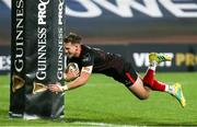 22 November 2020; Stewart Moore of Ulster dives over to score his side's second try during the Guinness PRO14 match between Ulster and Scarlets at Kingspan Stadium in Belfast. Photo by John Dickson/Sportsfile