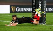 22 November 2020; Stewart Moore of Ulster dives over to score his side's second try during the Guinness PRO14 match between Ulster and Scarlets at Kingspan Stadium in Belfast. Photo by John Dickson/Sportsfile