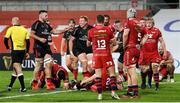22 November 2020; Kieran Treadwell of Ulster is congratulated by team-mates after scoring his side's fourth try during the Guinness PRO14 match between Ulster and Scarlets at Kingspan Stadium in Belfast. Photo by John Dickson/Sportsfile
