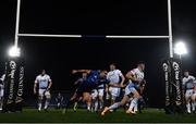 22 November 2020; Tomos Williams of Cardiff Blues is tackled by Cian Kelleher of Leinster during the Guinness PRO14 match between Leinster and Cardiff Blues at the RDS Arena in Dublin. Photo by Ramsey Cardy/Sportsfile