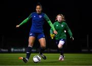 23 November 2020; Rianna Jarrett, left, and Amber Barrett during a Republic of Ireland Women training session at the FAI National Training Centre in Abbotstown, Dublin. Photo by Stephen McCarthy/Sportsfile