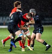 23 November 2020; Gavin Coombes of Munster is tackled by Rob Harley of Glasgow Warriors during the Guinness PRO14 match between Glasgow Warriors and Munster at Scotstoun Stadium in Glasgow, Scotland. Photo by Bill Murray/Sportsfile