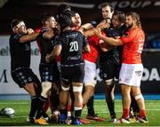 23 November 2020; Players tussle during the Guinness PRO14 match between Glasgow Warriors and Munster at Scotstoun Stadium in Glasgow, Scotland. Photo by Bill Murray/Sportsfile