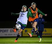 23 November 2020; Denise O'Sullivan is tackled by Ruesha Littlejohn during a Republic of Ireland Women training session at the FAI National Training Centre in Abbotstown, Dublin. Photo by Stephen McCarthy/Sportsfile