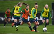 24 November 2020; Aine O'Gorman and Katie McCabe, left, during a Republic of Ireland Women training session at the FAI National Training Centre in Abbotstown, Dublin. Photo by Stephen McCarthy/Sportsfile