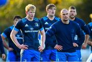 25 November 2020; Leinster players, from left, Jamie Osborne, Charlie Ryan, Rhys Ruddock and Ross Molony during Leinster Rugby squad training at UCD in Dublin. Photo by Ramsey Cardy/Sportsfile