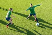 25 November 2020; Rianna Jarrett, right, and Katie McCabe during a Republic of Ireland Women training session at the FAI National Training Centre in Abbotstown, Dublin. Photo by Stephen McCarthy/Sportsfile