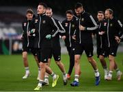 25 November 2020; SK Rapid Wien players warm-up, lead by Ercan Kara, left, during a SK Rapid Wien training session at Aviva Stadium in Dublin. Photo by Ben McShane/Sportsfile