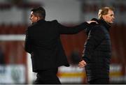 25 November 2020; Derry City manager Declan Devine and Sligo Rovers manager Liam Buckley following the Extra.ie FAI Cup Quarter-Final match between Sligo Rovers and Derry City at The Showgrounds in Sligo. Photo by Harry Murphy/Sportsfile