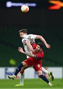26 November 2020; Taxiarchis Fountas of SK Rapid Wien in action against Andy Boyle of Dundalk during the UEFA Europa League Group B match between Dundalk and SK Rapid Wien at Aviva Stadium in Dublin. Photo by Eóin Noonan/Sportsfile