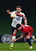 26 November 2020; Andy Boyle of Dundalk in action against Taxiarchis Fountas of SK Rapid Wien during the UEFA Europa League Group B match between Dundalk and SK Rapid Wien at Aviva Stadium in Dublin. Photo by Eóin Noonan/Sportsfile
