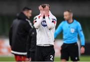 26 November 2020; Sean Gannon of Dundalk reacts following the UEFA Europa League Group B match between Dundalk and SK Rapid Wien at Aviva Stadium in Dublin. Photo by Ben McShane/Sportsfile