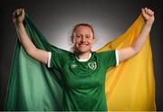 27 November 2020; Republic of Ireland's Amber Barrett, from Donegal, poses during a Republic of Ireland Women portrait session at the Castleknock Hotel in Dublin. Photo by Stephen McCarthy/Sportsfile