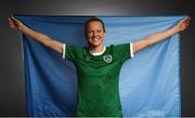 27 November 2020; Republic of Ireland's Diane Caldwell, from Dublin, poses during a Republic of Ireland Women portrait session at the Castleknock Hotel in Dublin. Photo by Stephen McCarthy/Sportsfile