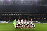 26 November 2020; The Dundalk team, top row, from left, Gary Rogers, Sean Hoare, Chris Shields, Daniel Cleary, Andy Boyle and Greg Sloggett. Bottom row, from left, Sean Gannon, Michael Duffy, Cameron Dummigan, David McMillan and Stefan Colovic ahead of the UEFA Europa League Group B match between Dundalk and SK Rapid Wien at Aviva Stadium in Dublin. Photo by Ben McShane/Sportsfile