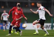 26 November 2020; Andy Boyle of Dundalk and Taxiarchis Fountas of SK Rapid Wien during the UEFA Europa League Group B match between Dundalk and SK Rapid Wien at Aviva Stadium in Dublin. Photo by Ben McShane/Sportsfile