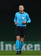 26 November 2020; Referee Tamás Bognar during the UEFA Europa League Group B match between Dundalk and SK Rapid Wien at Aviva Stadium in Dublin. Photo by Eóin Noonan/Sportsfile