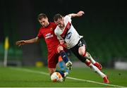 26 November 2020; Thorsten Schick of SK Rapid Wien in action against Cameron Dummigan of Dundalk during the UEFA Europa League Group B match between Dundalk and SK Rapid Wien at Aviva Stadium in Dublin. Photo by Eóin Noonan/Sportsfile