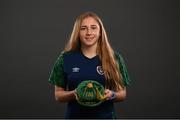 28 November 2020; Ellen Molloy poses with her Republic of Ireland 2019-2020 cap during a presentation at the Castleknock Hotel in Dublin. Photo by Stephen McCarthy/Sportsfile