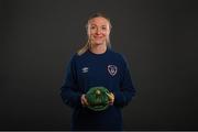 28 November 2020; Louise Quinn poses with her Republic of Ireland 2019-2020 cap during a presentation at the Castleknock Hotel in Dublin. Photo by Stephen McCarthy/Sportsfile