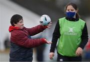 28 November 2020; 11 year old Caoimhin Croft and Emma Tully during Leinster Rugby Inclusion Training at Naas RFC in Naas, Kildare. Photo by Ramsey Cardy/Sportsfile
