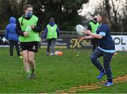 28 November 2020; 13 year old Isabelle Shomakers, right, with Amy Maguire during Leinster Rugby Inclusion Training at Naas RFC in Naas, Kildare. Photo by Ramsey Cardy/Sportsfile