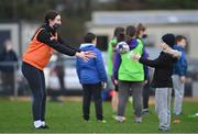 28 November 2020; 6 year old Harrison Malone with coach Niamh Gibbons during Leinster Rugby Inclusion Training at Naas RFC in Naas, Kildare. Photo by Ramsey Cardy/Sportsfile