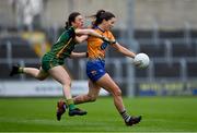 28 November 2020; Niamh O'Dea of Clare is tackled by Emma Troy of Meath during the TG4 All-Ireland Intermediate Ladies Football Championship Semi-Final match between Clare and Meath at MW Hire O'Moore Park in Portlaoise, Laois. Photo by Brendan Moran/Sportsfile