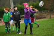 28 November 2020; Sophie Madigan, left, and Ashling Condon during a Leinster Rugby Girls Give it a try session at Naas RFC in Naas, Kildare. Photo by Ramsey Cardy/Sportsfile