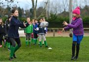28 November 2020; Sophie Madigan, left, and Ashling Condon during a Leinster Rugby Girls Give it a try session at Naas RFC in Naas, Kildare. Photo by Ramsey Cardy/Sportsfile