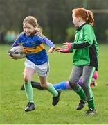 28 November 2020; Alice Debeer, left, and Niamh Brophy during a Leinster Rugby Girls Give it a try session at Naas RFC in Naas, Kildare. Photo by Ramsey Cardy/Sportsfile